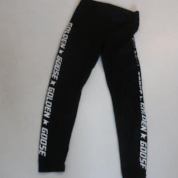 NWT Womens Golden Goose (Item- 8) Black White Logo Drawstring Leggings M - Picture 6 of 10